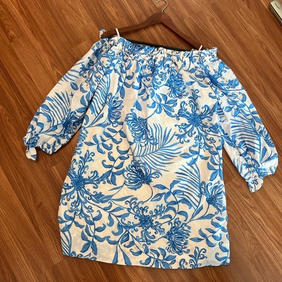 LILLY PULITZER JAMIELYNN OFF THE Shoulder Dress RESORT WHITE GLISTEN IN THE SUN - Picture 7 of 16